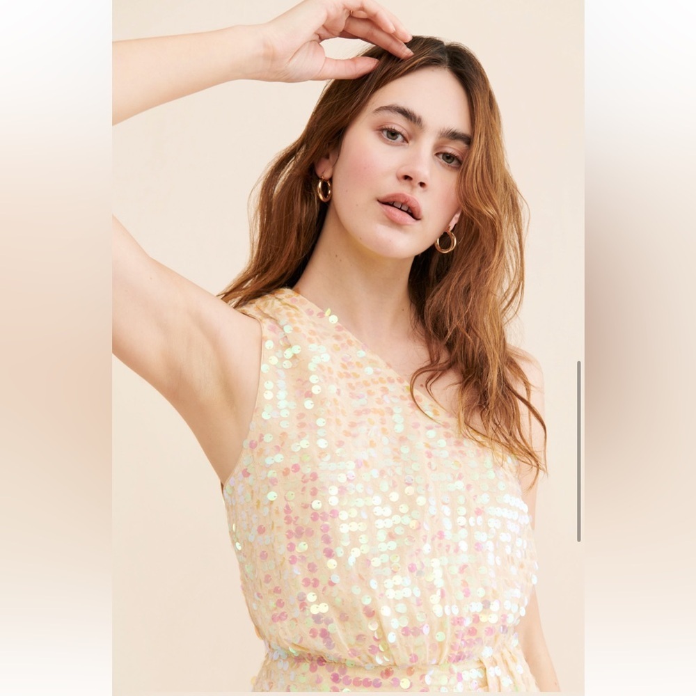 Saylor Kyrie Sequins One-Shoulder Dress Swiftie Lover Era Size XS Fairy Ethereal - Picture 4 of 16